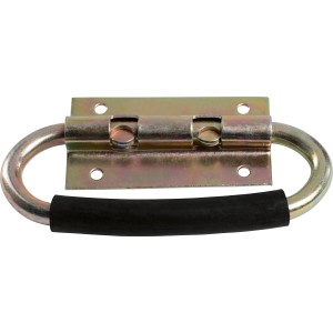 Poignée de coffre zinguée jaune (130x45mm) avec poignée noire pour un transport facile.