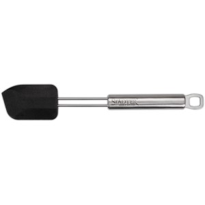 Spatola Städter in silicone nero e acciaio inox opaco, 28 cm, con occhiello per appendere. Utensile da cucina.