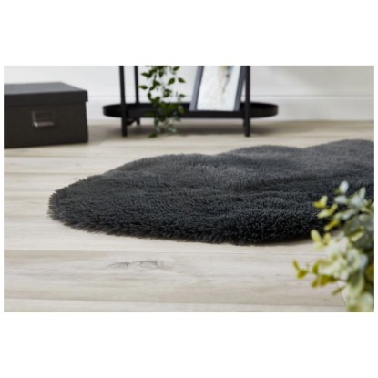 Andiamo Kunstfell-Teppich Alpa Polyester Anthrazit 55 x 80 cm