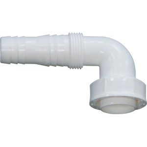 Raccord de tuyau coudé blanc LUX 30,3 mm (G 1) pour raccordement de siphon de lave-linge ou lave-vaisselle.