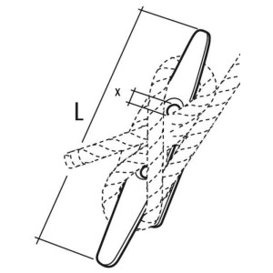 Zeichnung einer schwarzen Belegklampe (100mm) mit Seilführung, 2er-Set.