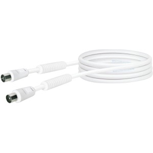 Câble d'antenne Schwaiger, 1 m, blanc, avec connecteur IEC pour réception TV et radio.