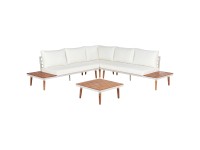Beliani Loungeset Corato Akazienholz Cremeweiss 4-tlg.