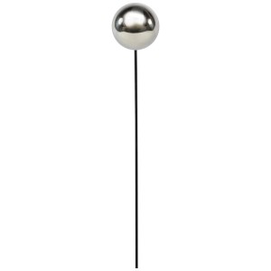 Gartenstecker mit silberner Edelstahlkugel, 55cm hoch, Dekoration für Garten und Pflanzkübel.