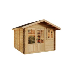 Abri de jardin Alpholz Palermo 331x331cm non traité avec double porte et fenêtre.