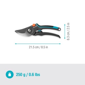 Cesoie da giardino Gardena PremiumCut Pro per legno fresco, cesoie bypass con manico blu e nero.