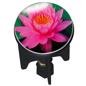 Tappo lavabo con ninfea rosa, Pluggy di Wenko, Ø 3,9 cm.