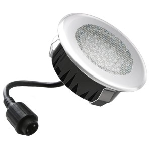 Faretto da incasso a LED Easy Connect, 3W, Ø 96mm, effetto legno blu, per esterni.