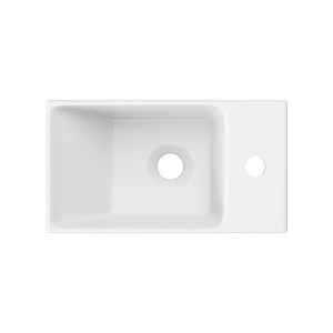 Lavabo baliv bianco 40 cm con attacco rubinetto e sifone per bagni degli ospiti.