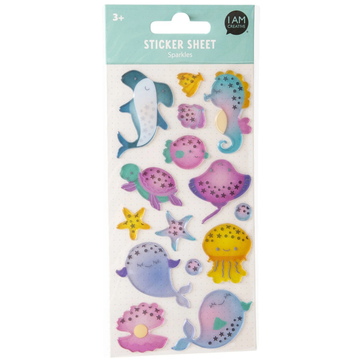 Meer Sticker I Am Creative Glitzer-Sticker Meer 9 x 21 cm / 1 Bogen