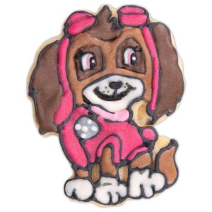 Plätzchen in Form von Skye (Paw Patrol), hergestellt mit Präge-Ausstecher.