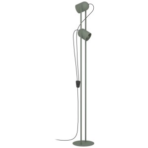 Lampadaire vert Eglo Tilston avec 2 lampes, acier, 142,5 cm de haut.