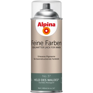 Alpina Feine Farben vernice spray Held des Waldes, opaco, 400ml, verde muschio scuro.