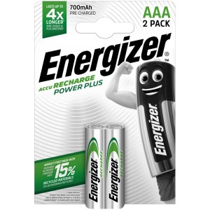 Piles rechargeables Energizer Power Plus AAA, lot de 2, 700 mAh.