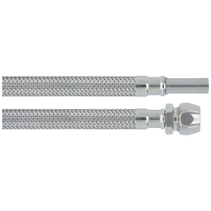 Tuyau de raccordement flexible, 10 x 300 mm, en acier inoxydable pour installation d'eau potable.