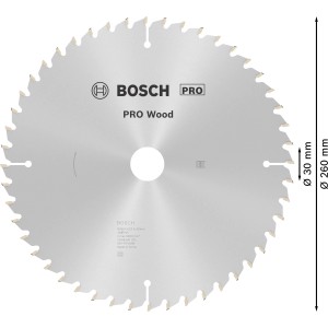 Lama per sega circolare Bosch Optiline Wood, diametro 260 mm, 48 denti. Tagli precisi nel legno.