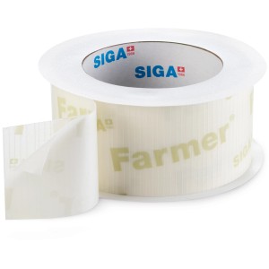Rotolo di nastro adesivo Siga Farmer, 60mm x 15m, trasparente, per accessori isolanti.