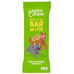 Edgard & Cooper snack per cani barretta agnello e tacchino, 30g. Snack premio per cani.