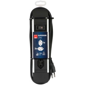 Multiprise noire Max Hauri Superior-Line avec interrupteur, 4 prises T13.