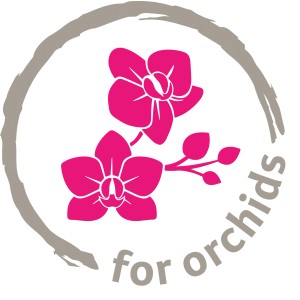 Image symbole : fleur d'orchidée dans un cercle, assortie au pot pour orchidées Scheurich.