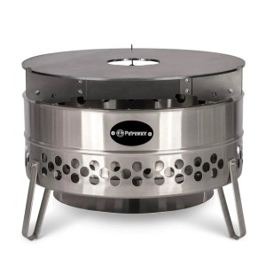 Piastra grill Petromax per braciere Tyropit e Pyron, piastra in acciaio antracite con attacco per cottura.