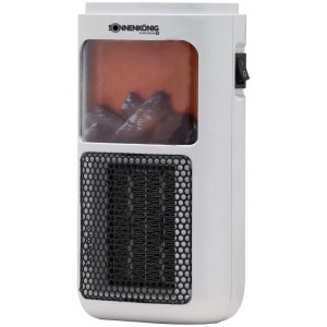 Termoventilatore Sonnenkönig Varna, scocca bianca con effetto fuoco, per riscaldamento elettrico.