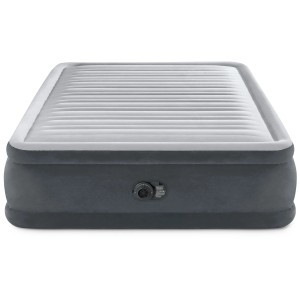 Matelas gonflable Intex Dura-Beam Deluxe, gris, avec pompe intégrée. Lit d'appoint confortable.