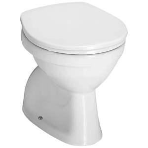 WC à poser Laufen Pascha blanc en céramique, forme ovale, avec abattant fermé.
