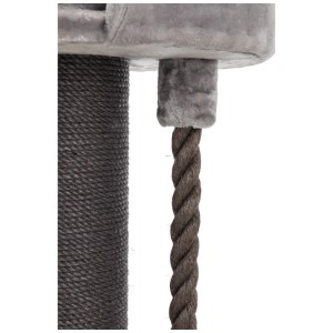 Détail : Arbre à chat Trixie Klara, gris, avec tronc en sisal et corde de jeu.