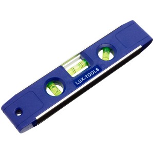 Niveau torpille LUX, 225 mm, bleu, avec trois fioles pour une mesure précise.