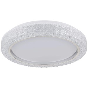 Plafonnier LED blanc avec décor cristal, 24W, ø 40 cm. Lampe de plafond moderne.