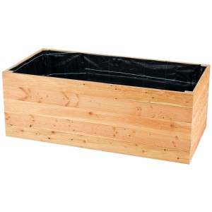 Potager surélevé rectangulaire en douglas, 72,5x150x70 cm, avec doublure en tissu. Idéal pour jardin, patio et balcon.
