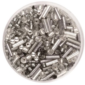 Rocailles-Stiftemix Grau/Silber, 6mm, 17g, ideal zum Schmuckbasteln.