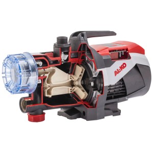 Coupe transversale de la pompe de jardin Al-Ko JET 3.600 : Détails du filtre, du boîtier et des éléments de la pompe visibles.