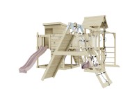 OutdoorToys Spielturm Lars Holz mit Babyschaukel Rosa
