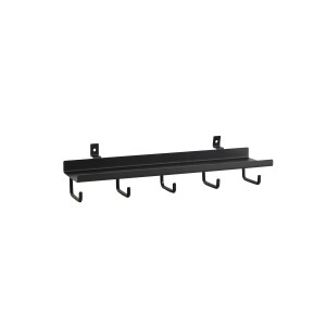 Mensola nera Denpanels con 5 ganci per montaggio su pannelli acustici.