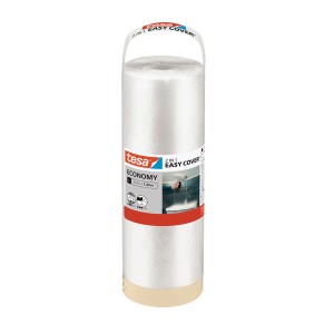 Tesa Easy Cover Economy L Recharge, film de masquage avec ruban adhésif pour travaux de rénovation.