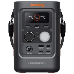 Jackery Powerstation Explorer 300D : Alimentation mobile avec USB-C et lumière LED.