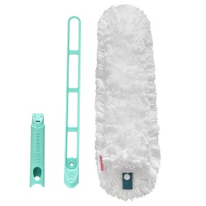 Balai à poussière Leifheit Superduster XL avec manche et textile microfibre pour nettoyage des surfaces.