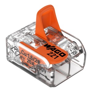 Wago borne de connexion à levier, 2 pôles, pour conducteurs Ø 0,2-4mm², lot de 5
