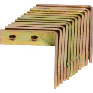 12 équerres de chaise zinguées jaunes, 40x40x14 mm, pour constructions en bois de loisirs et maison.