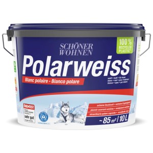 Secchio di pittura murale Schöner Wohnen Polarweiss, opaca, 10 litri. Pittura bianca per interni per pareti e soffitti.