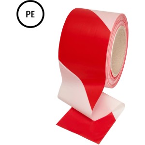 Nastro di segnalazione Conacord rosso-bianco in PE, su rotolo, per delimitare e mettere in sicurezza.