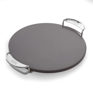 Weber Crafted glasierter Pizzastein mit Griffen, 41x40 cm, für Grills.