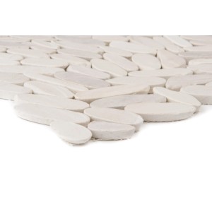 Euro Stone tapis de mosaïque galets blanc plat, vue détaillée.