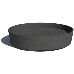 Soucoupe Ecopots gris foncé avec roulettes, Ø 34 cm, en plastique recyclé et poudre de pierre.