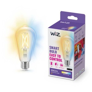 WiZ Filament LED Edison ST64, E27, trasparente, 60W. Lampadina smart a filamento con luce bianca regolabile.