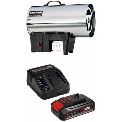 Einhell Générateur d'air chaud ss fil GE-HG 18/370 Niro Li avec batt et chargeur