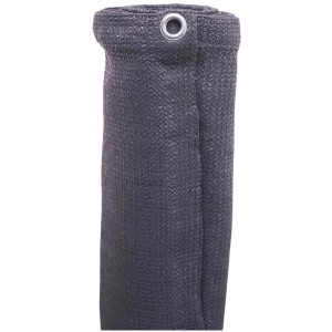 Brise-vue balcon PE anthracite (90x500cm) avec œillets métalliques pour intimité et protection contre le vent.