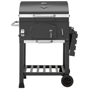Chariot barbecue au charbon de bois Jamestown Jaxon avec couvercle, trappe à charbon et étagères.